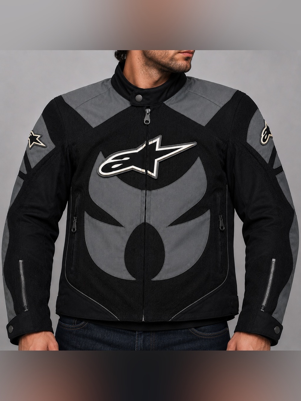 Alpinestars Motorcycle Riding Jacket Black Gray Mens Large Mesh Moto Racing